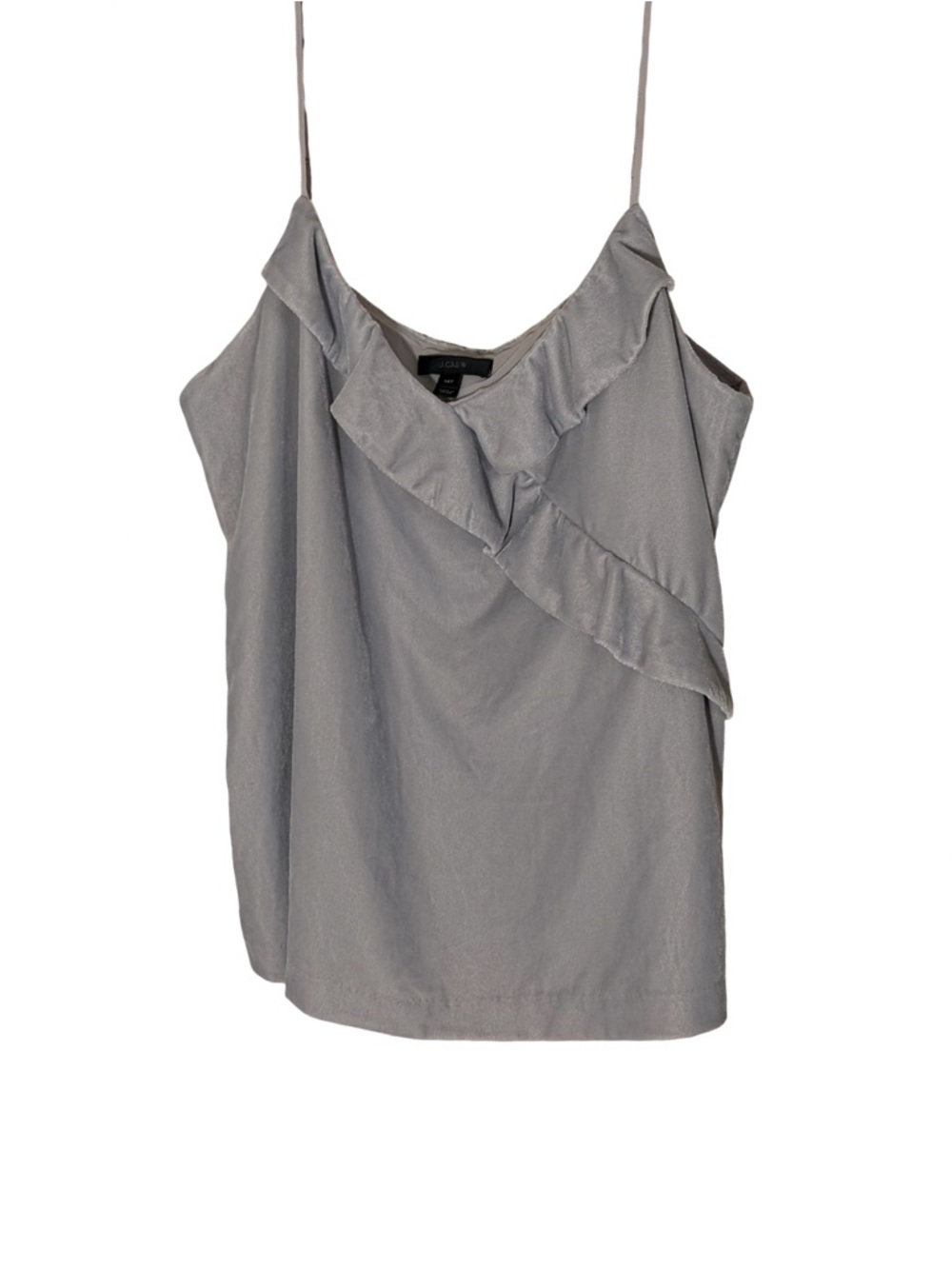 J. Crew Gray Soft Velvet Ruffled Adjustable Strap Sleeveless Top - Picture 3 of 7